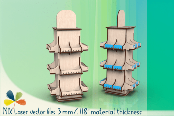 3mm Rotating Display Stand with Shelves for Laser Cutting Stands