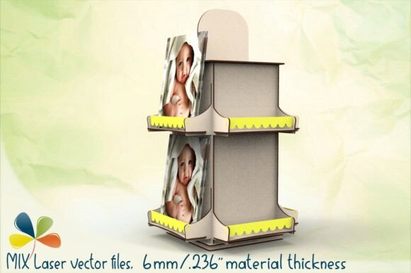 6mm Two-Tier Rotating Display Stand SVG for Laser Cutting Stands