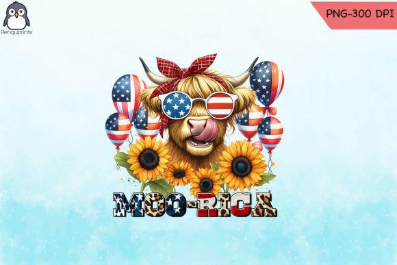 American Cow Western 4th of July PNG for Graphics and Crafts