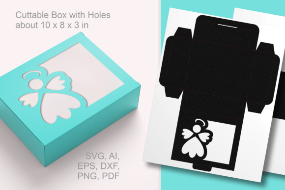 Angel Wide Window Favor Box Template SVG Review