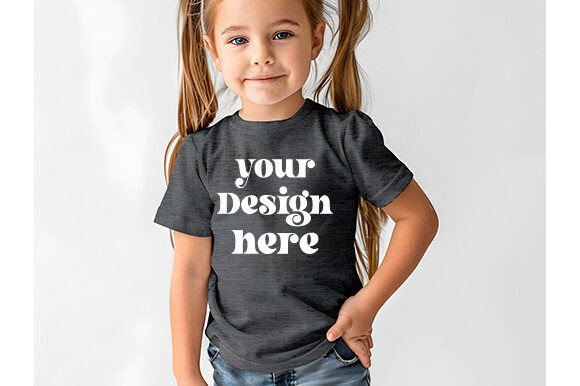 Bella Canvas Dark Grey Heather Mockup 74 for Graphics and Baby Amp
