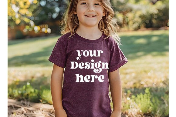 Bella Canvas Heather-Maroon Mockup 39 for Graphics and Baby Amp