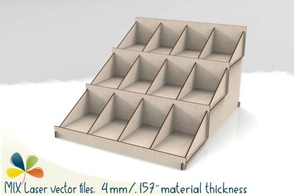 Display Stand with Compartments 4mm for Laser Cutting Stands