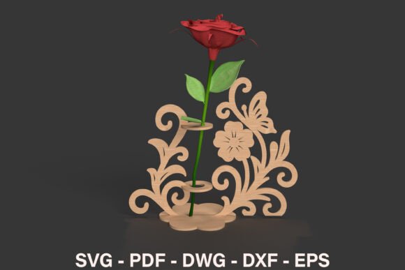 Floral Rose Display Stand SVG: Laser Cutting Stands for Editorial Design