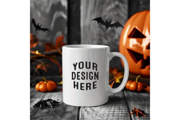 Halloween White Mug Mockup for Graphics Projects