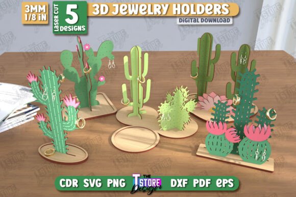Jewelry Display Laser Cut Bundle Cactus for Stands