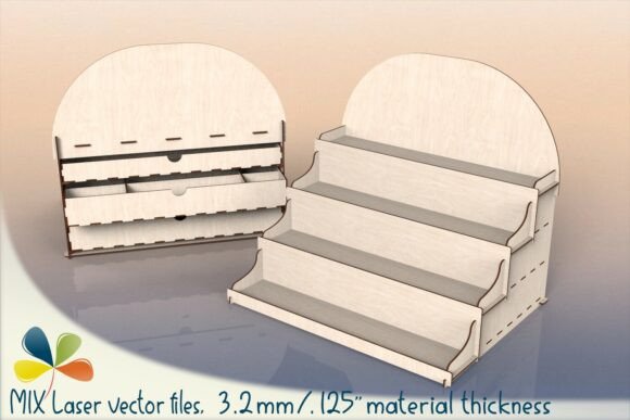 Jewelry Display Stand with Drawers SVG for Laser Cutting Stands