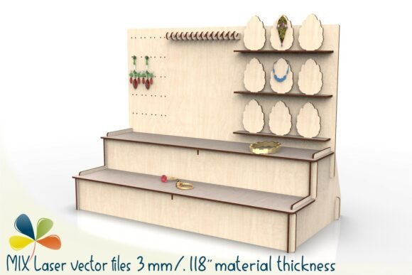 Jewelry Display Stand with Pegboard: Laser Cutting Stands for Editorial Design