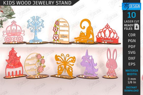Kids Jewelry Display Laser Cut Bundle: Stands for Crafters