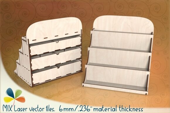 Large Display Stand SVG with Drawers for Laser Cutting Stands