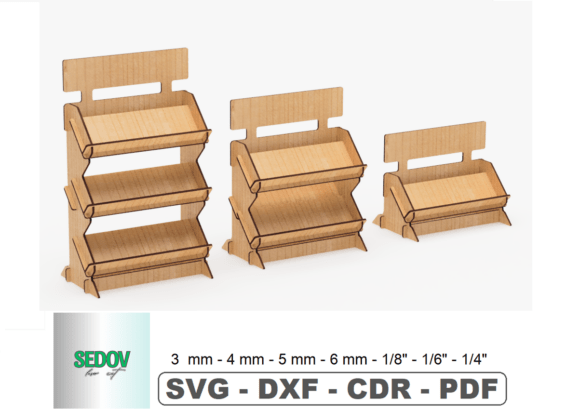 Laser Cut 3 Display Tray with Logo for Stands and Laser Cutting
