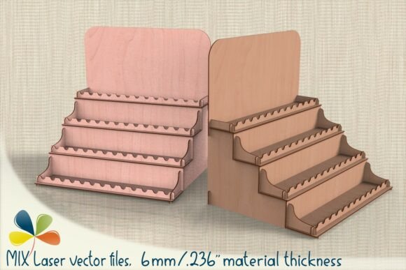 Laser Cut SVG Step Display Shelf 3mm for Stands