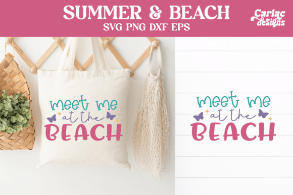 Meet Me at the Beach SVG, Beach Bag Graphics in Crafts