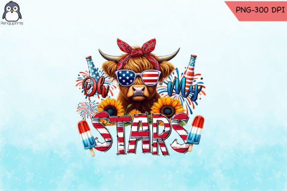 Oh My Stars Western 4th of July PNG for Crafts and Graphics