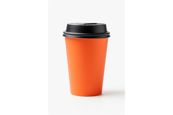 Orange Paper Cup Mockup for Graphics and Coffee Cups