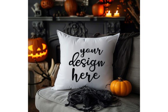 Pillow Halloween Mockup for Seasonal Graphics
