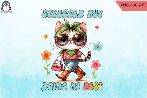 Stressed but Doing My Best Cat PNG: Graphics & Crafts for Editors