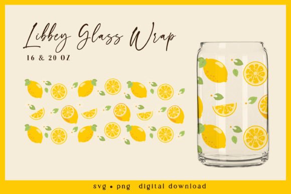 Summer Lemon Libbey Glass Wrap: Fresh Graphics for Print Templates