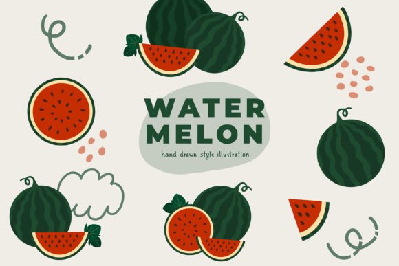Summer Watermelon Fruit Clip Art Set for Crafts & Graphics
