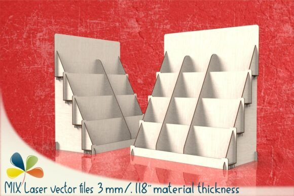 Tall Booth Display Shelf SVG 3mm for Laser Cutting Stands
