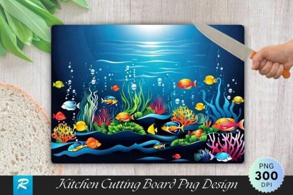 Undersea Cutting Board Sublimation PNG for Crafts & Graphics
